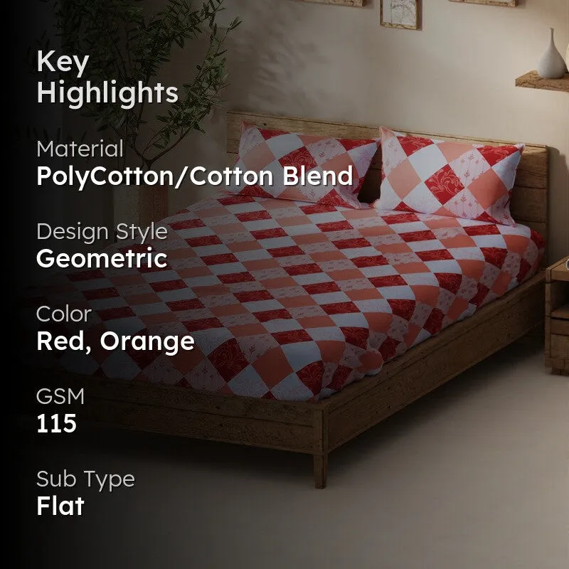 Bralin Bedsheet (Red,Orange) - 115 GSM media 2