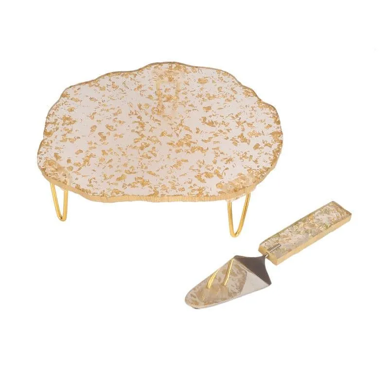 Shipley Resin Cake Platter (Gold) - Set Of Two media 4