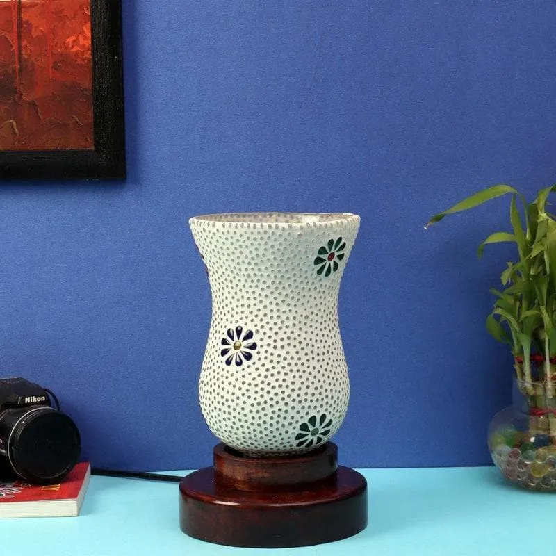 Vintage Vase Style Glass Table Lamp - White media 3