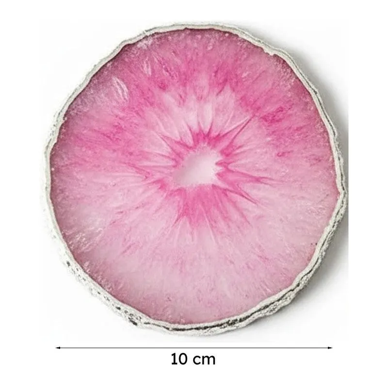 Silasa Handcrafted Crystal Agate Coaster (Pink) - Set Of Four media 6