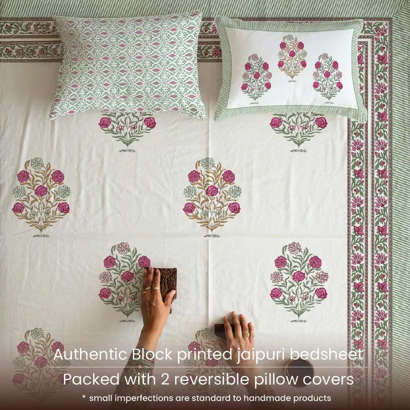 Urban Space EthnicFlora Cotton Bedsheet - 300 TC media 7
