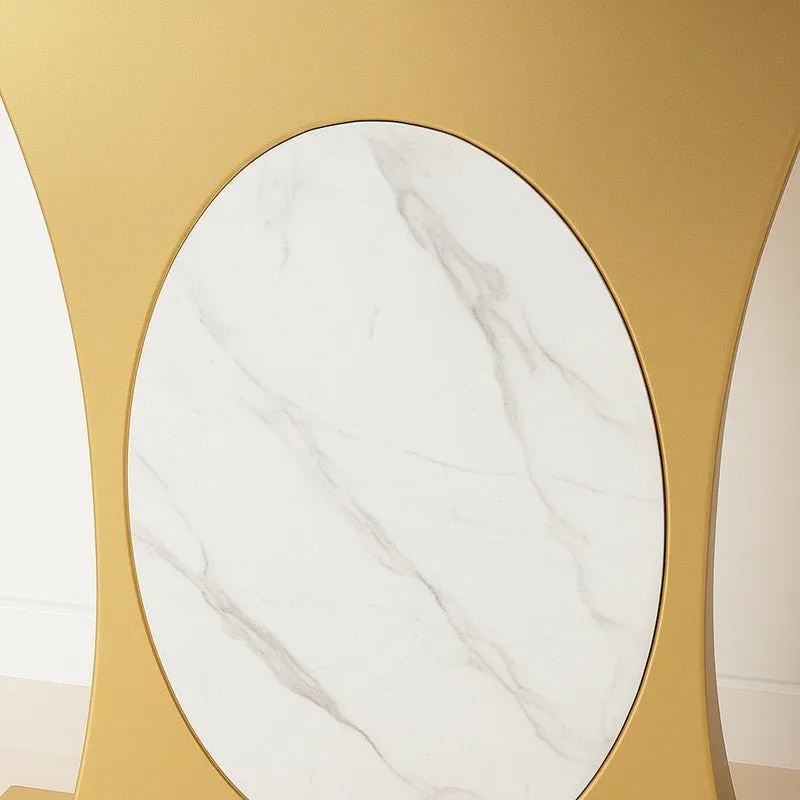 Modern Metal Console Table with Marble Top - Small media 3