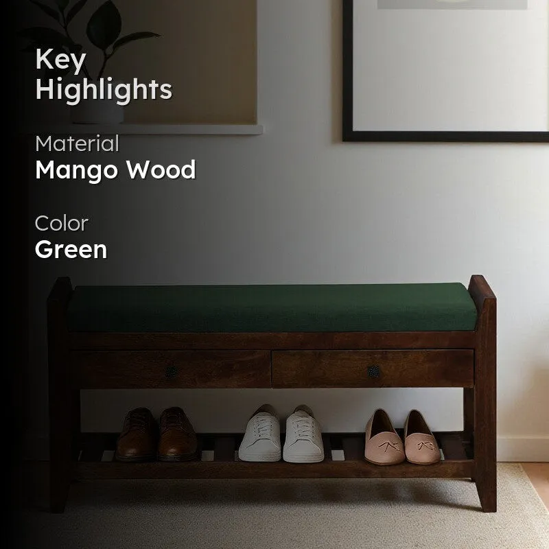 Harbor Nest Mango Wood Shoe Rack - Green media 2