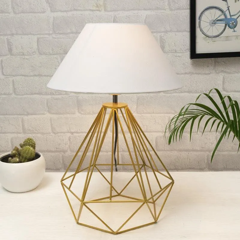Diamond Dust Gold Fabric Table Lamp - Gold,White media 3