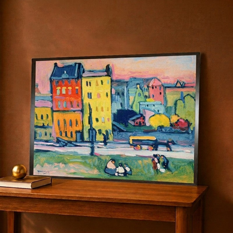 Houses in Munich 1908 Canvas Wall Painting - 12 x 9 Inches