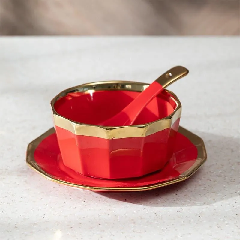Jimo Red Soup Bowl Set (340 ML) - Eighteen Piece Set media 4