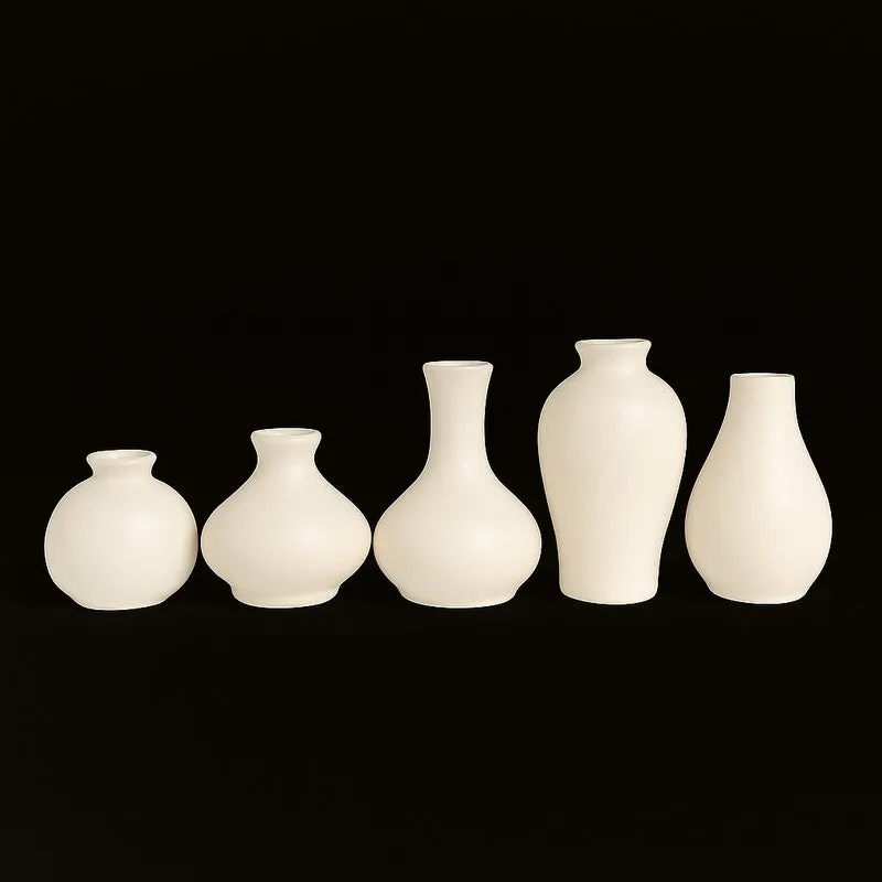 Petite Floral Ceramic Vase - Set of Five media 7