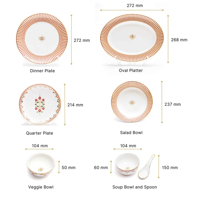 Gilded 24k Gold Brushed Porcelain Dinner Set - 33 Piece Set media 19