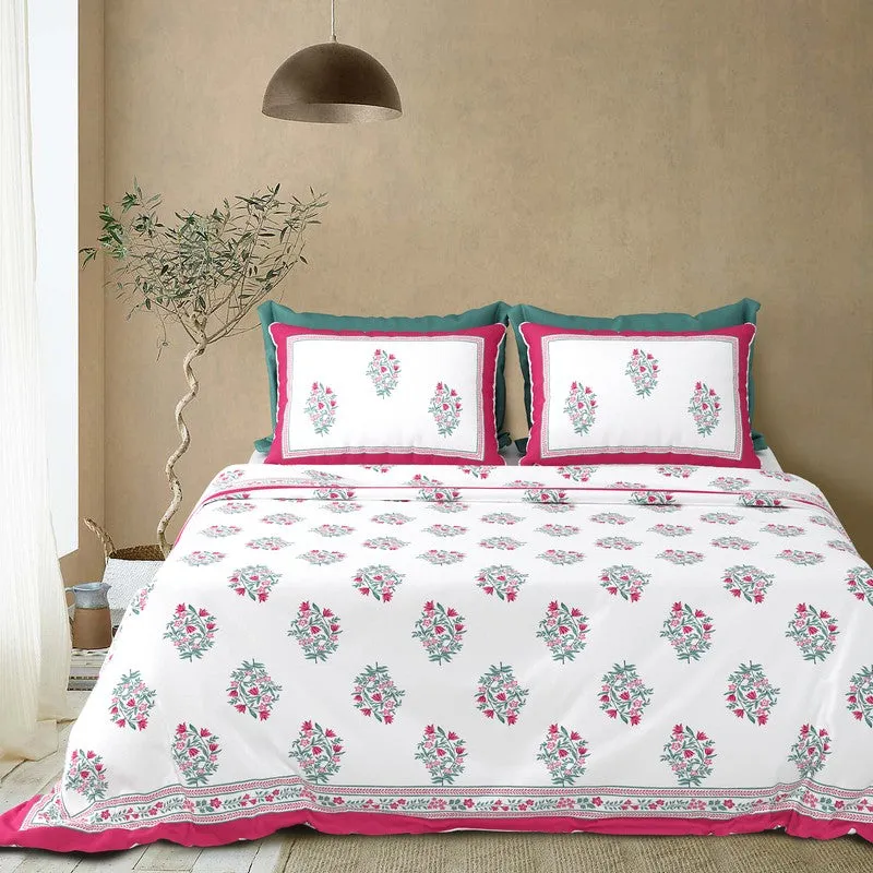 Rang Flow Cotton Bedsheet (Pink,Blue,White) - 120 TC media 3