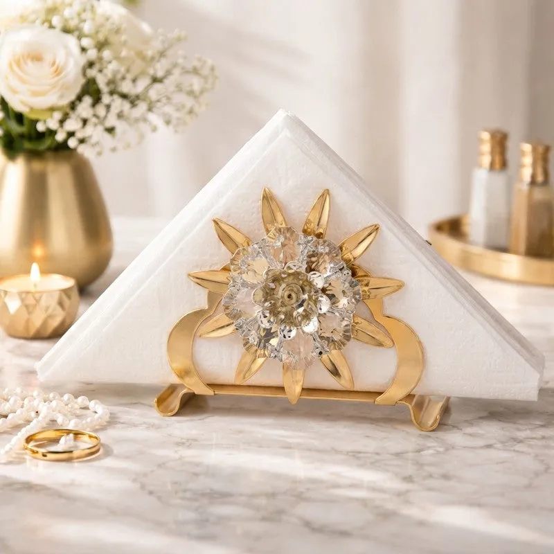 Opulent Floral 24K Gold Plated Mild Steel Tissue Holder media 1