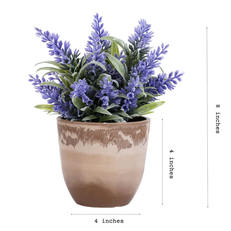 Artificial Lavender Bush With Black Plastic Pot media 5