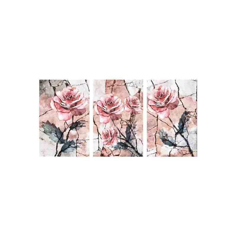 Pink Rose Poly Canvas Wall Art - Set of Three media 5