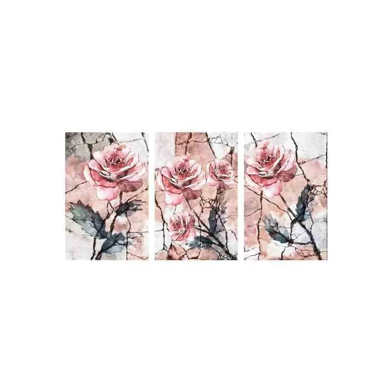 Pink Rose Poly Canvas Wall Art - Set of Three media 5