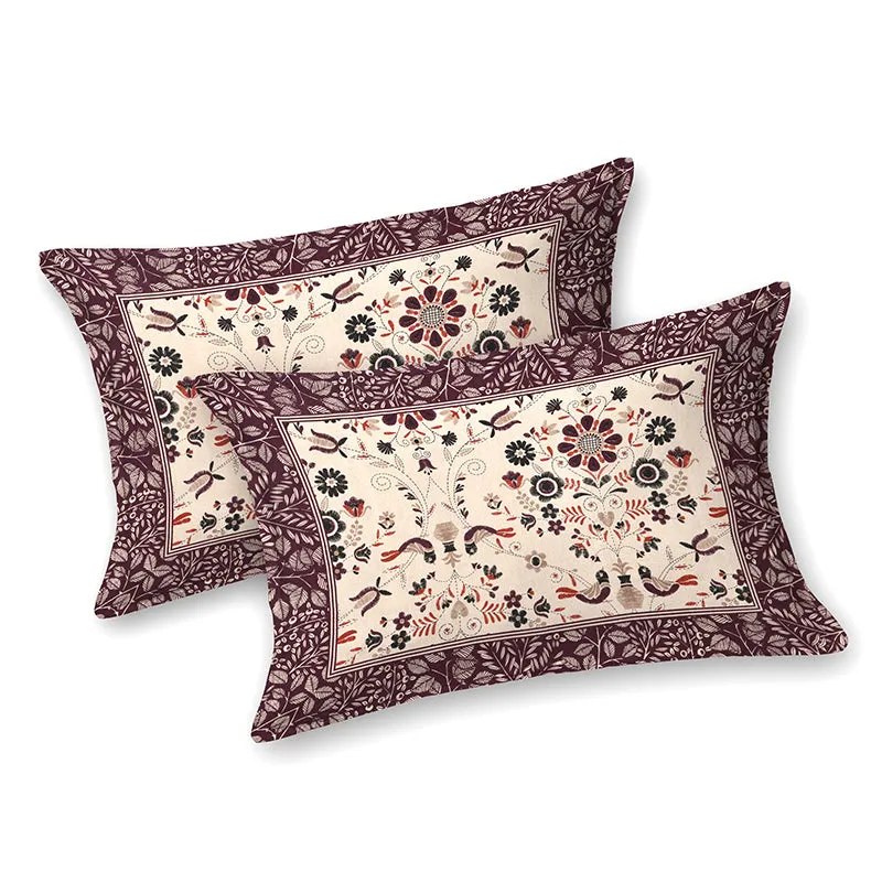 Aasiya Ethnic Cotton Bedsheet (Purple,Beige) - 180 TC media 7
