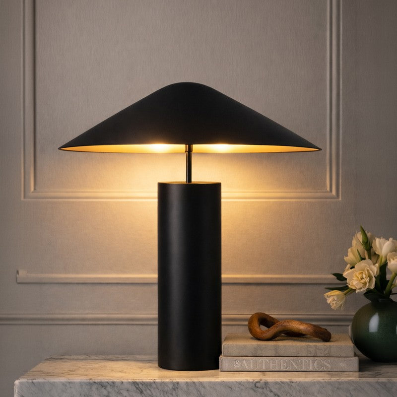AarviDecor Celeste Decorative Fabric Table Lamp - Black