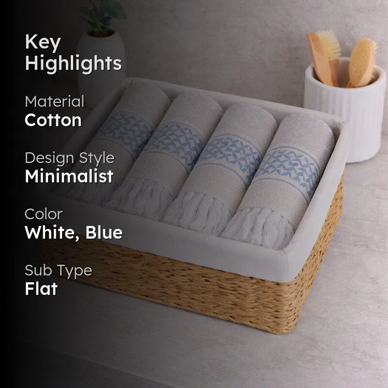 MosacStrip Cotton Hand Towel (Blue) - Set Of Four media 2