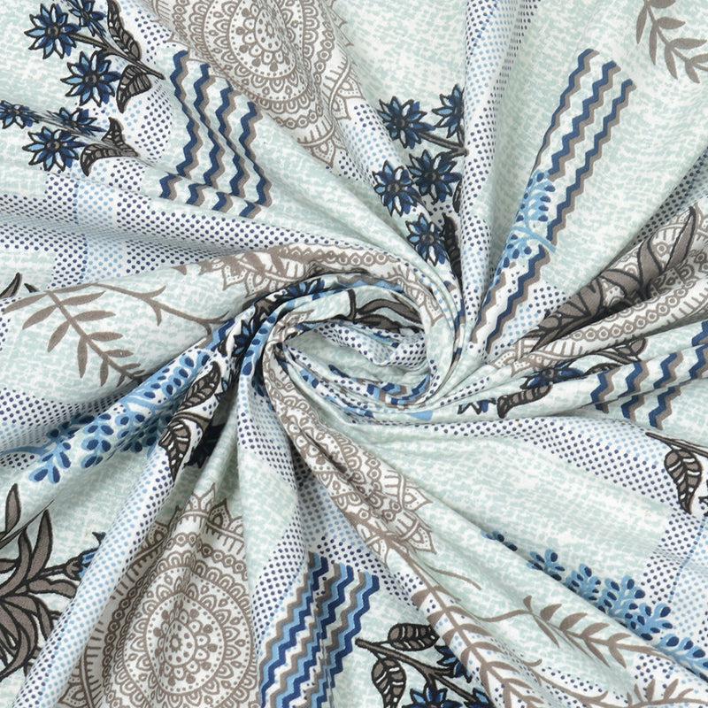 Jardin Joy Floral Cotton  Bedsheet (Blue) - 140 TC media 4