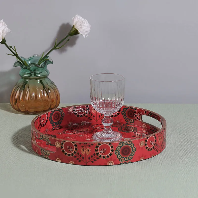 India Circus Adah Round Serving Tray media 1