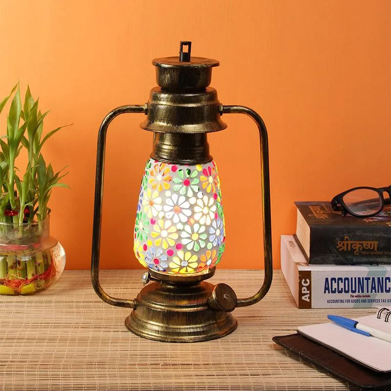 Madhura Mosaic Lantern Iron & Glass Table Lamp - Multicolor media 1