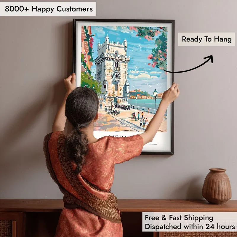 Vintage Lisbon Framed Canvas Wall Painting media 6