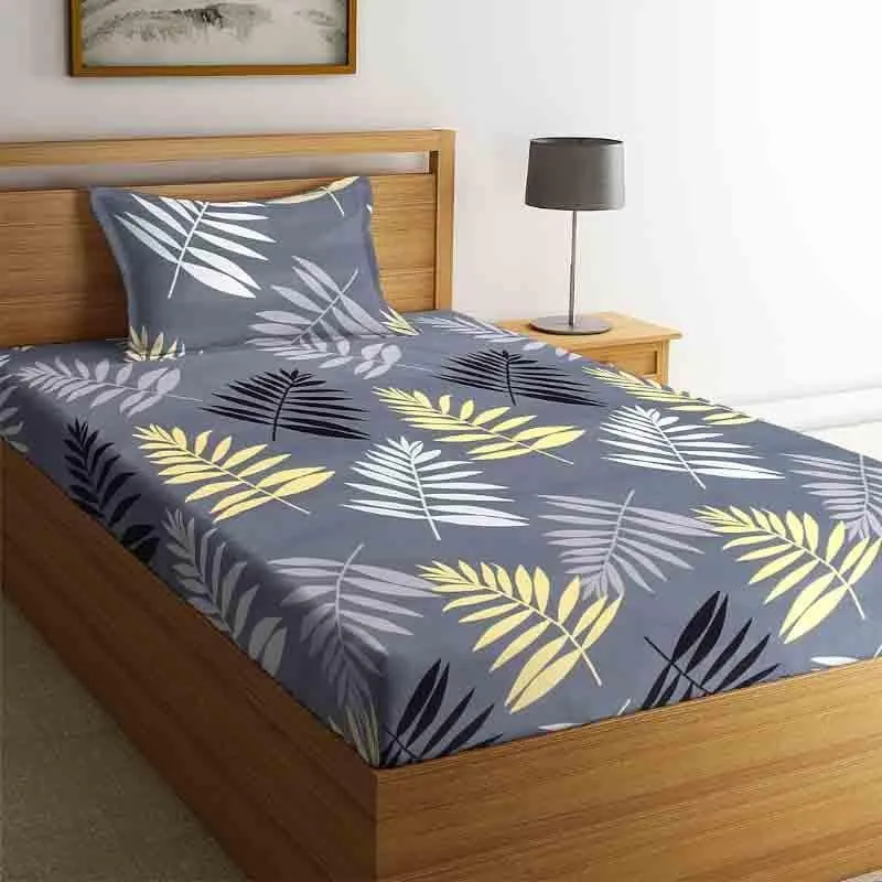 Autumnal Desire Bedsheet (Grey) - 130 GSM media 1