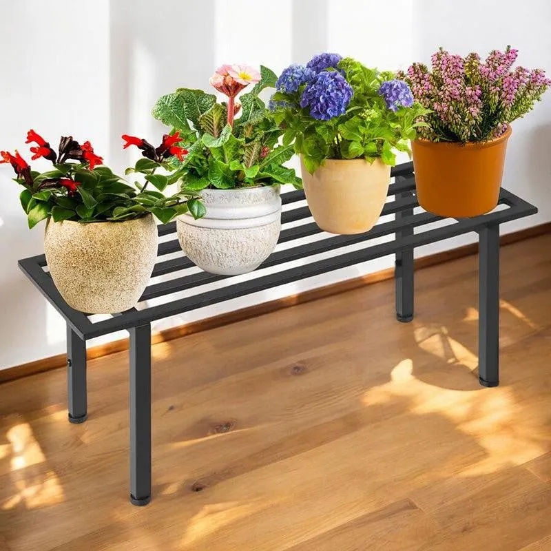 Obsidian Leaf Metal Planter Stand media 1