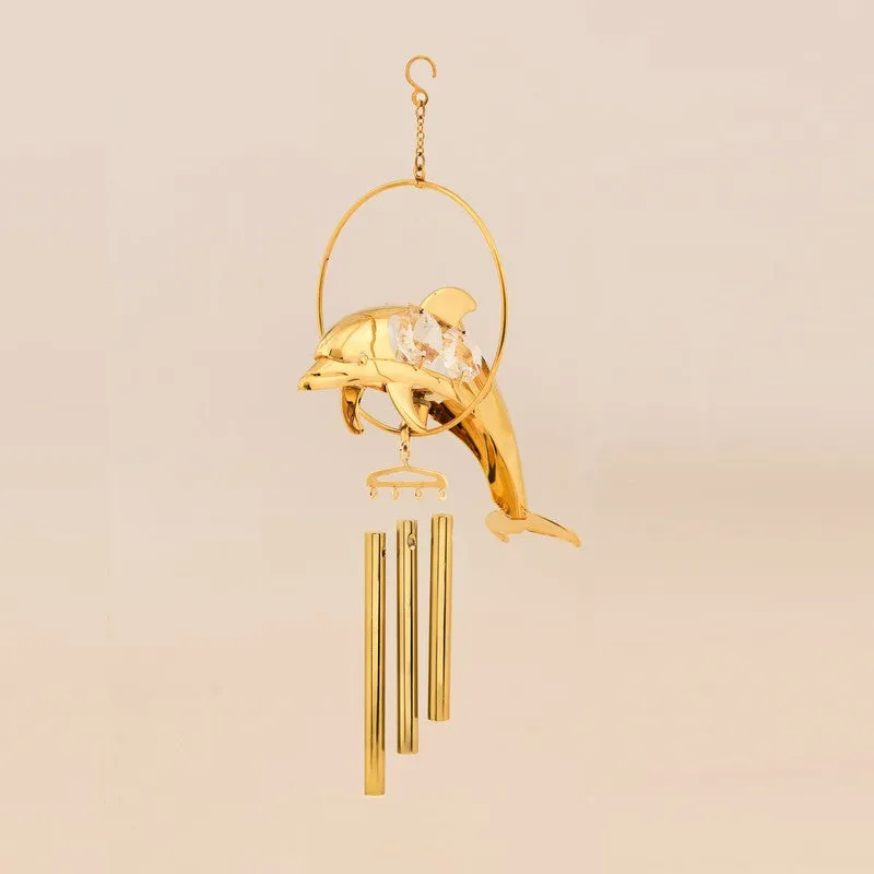 Golden Dolphin 24K Gold Plated Mild Steel Windchime media 3