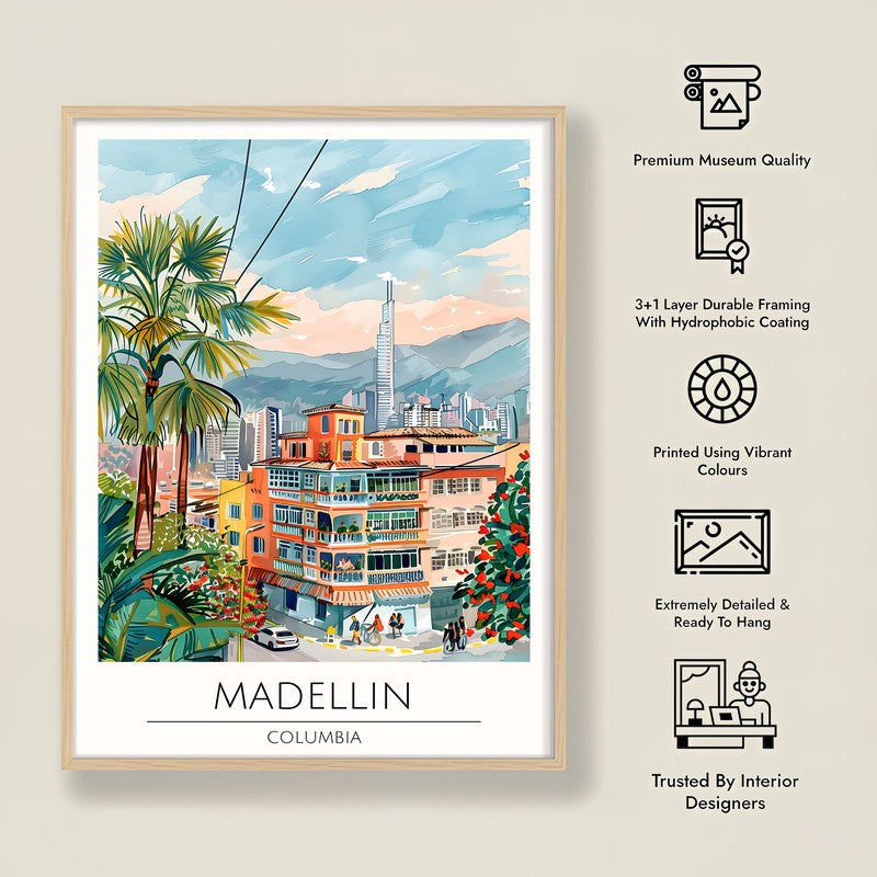 Vintage Madelline Framed Canvas Archival Canvas Wall Painting - Natural Brown Frame media 8