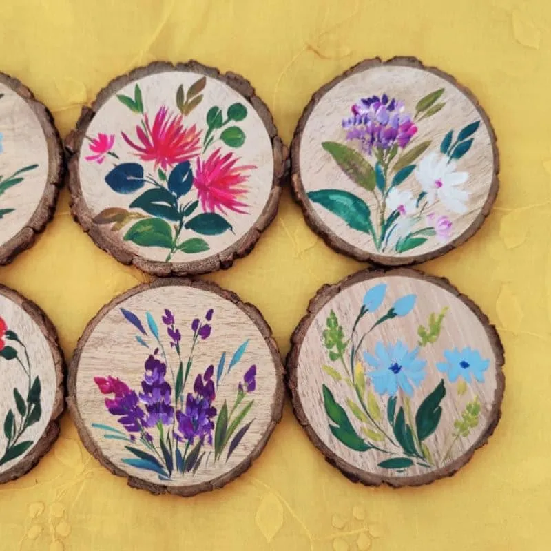 Grace Bloom Handpainted Coaster - Set Of Six media 3