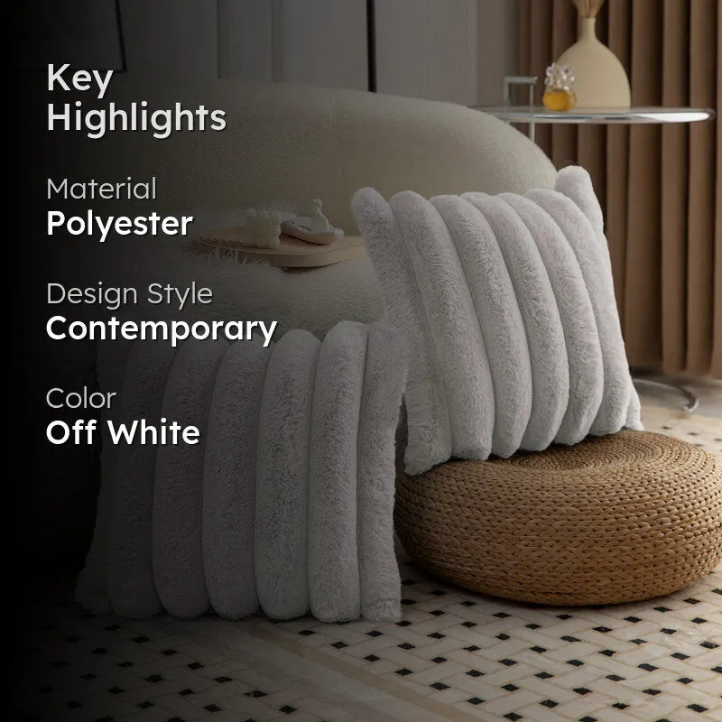 Stripe Luxe Cushion Cover Set (Off (White) - Set Of Two media 2