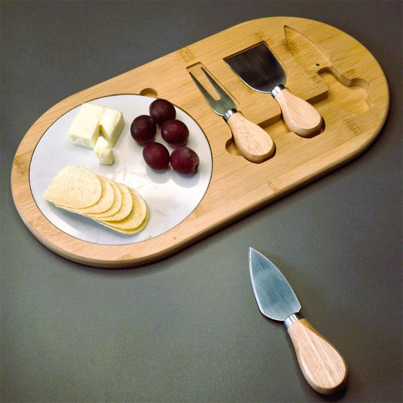 Grove & Grain (Wood,Marble,Stainless Steel) Cheese Platter - Five Piece Set