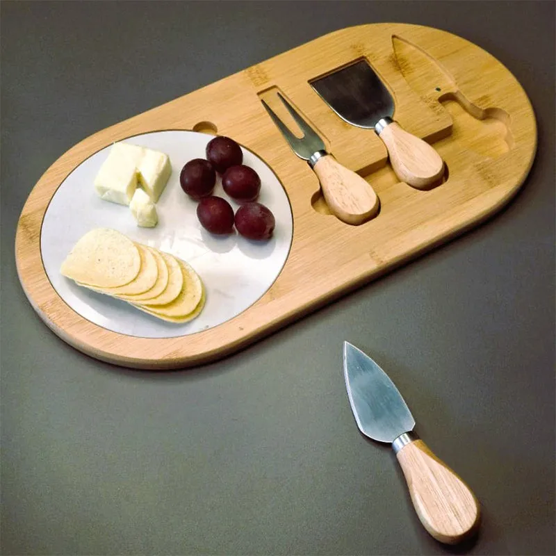 Grove & Grain (Wood,Marble,Stainless Steel) Cheese Platter - Five Piece Set media 1