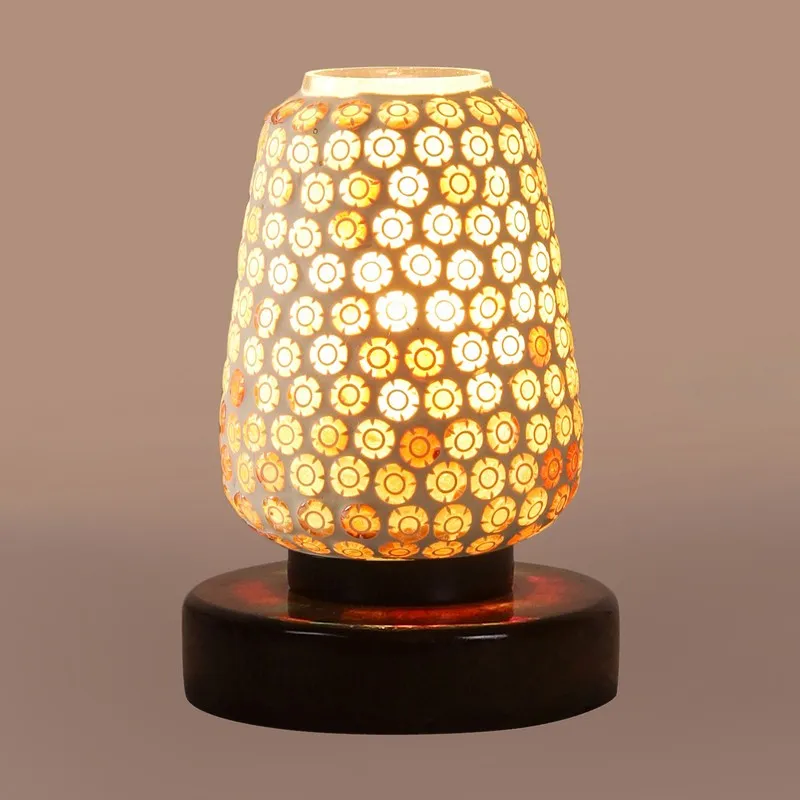 Flamevia Glass Table Lamp With Wooden Base - Multicolor media 6