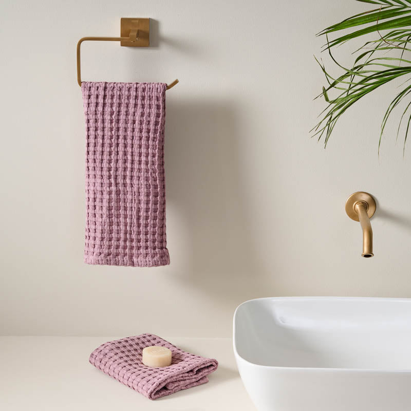 Fluffy Waffle Hand Towel (Purple) - Set Of Two