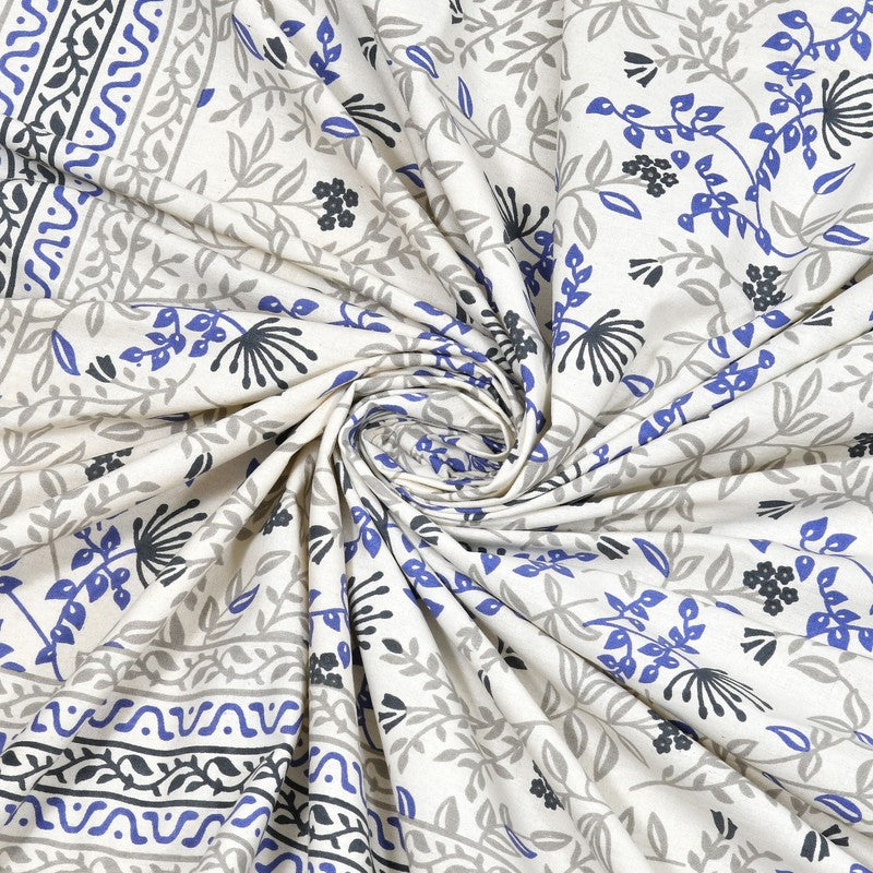 Aurava Cotton Bedsheet (Blue,Grey) - 240 TC media 5