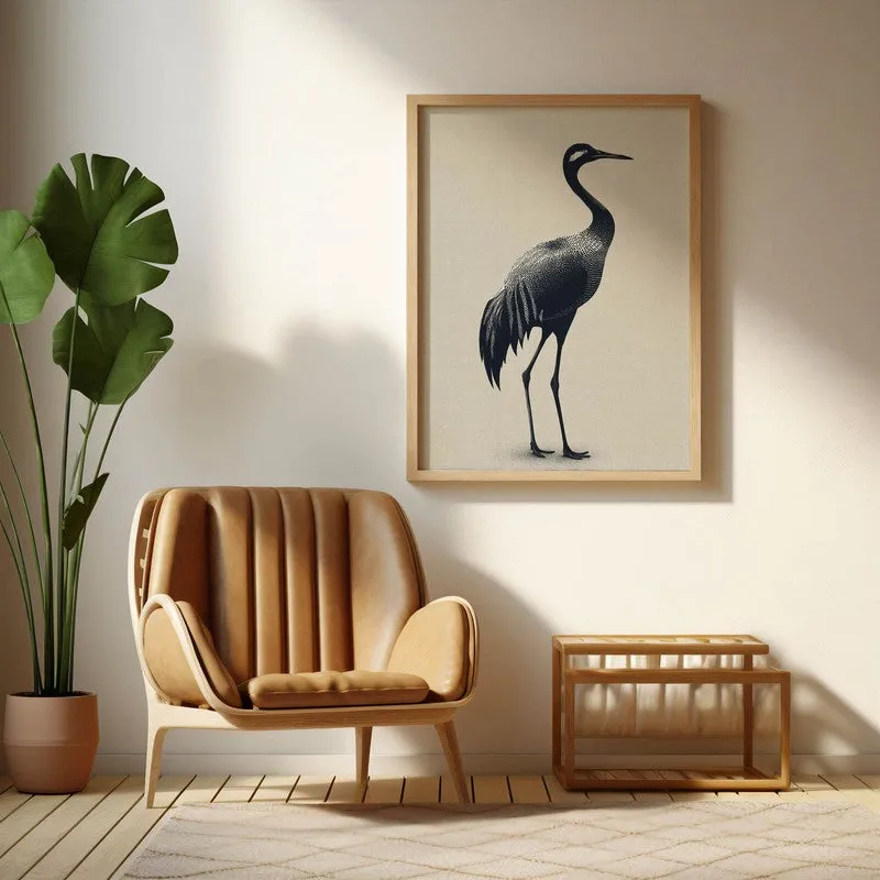 Graceful Crane Canvas Wall Painting With Brown Frame media 4