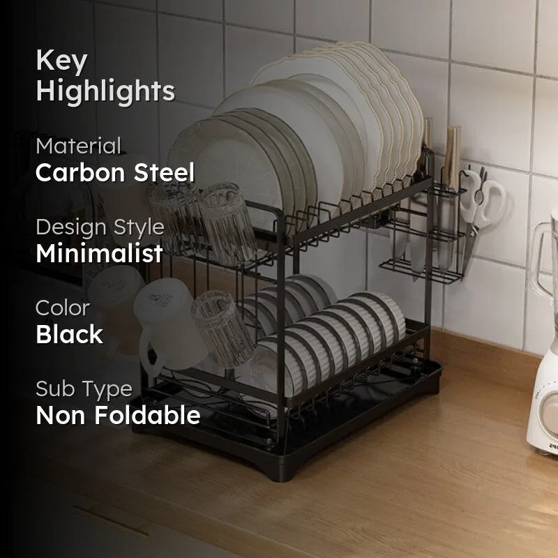 Plate Parade 2-Tier Carbon Steel Dish Rack - Black media 2