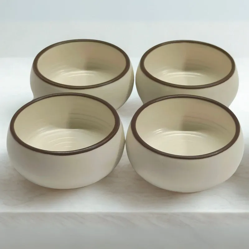 Brownline Handcrafted Ceramic Dip Bowls (Off White,150 mL) - Set Of Four media 4