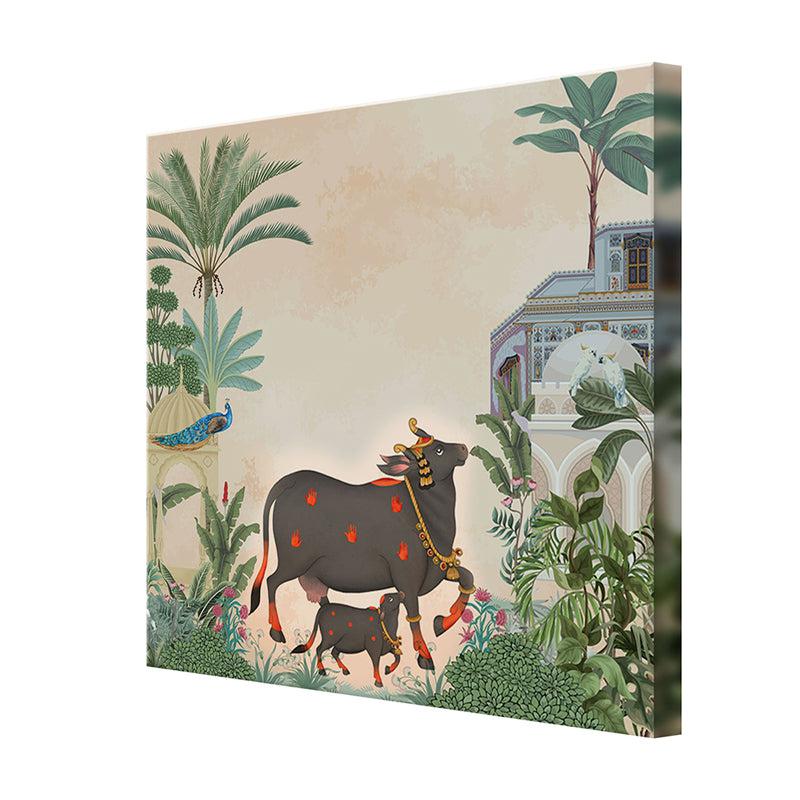 Black Cow And Calf Poly Canvas Wall Painting media 5