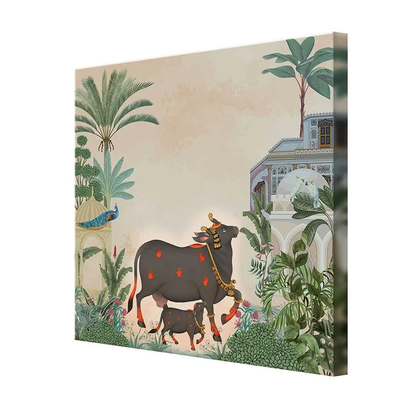 Black Cow And Calf Poly Canvas Wall Painting media 5