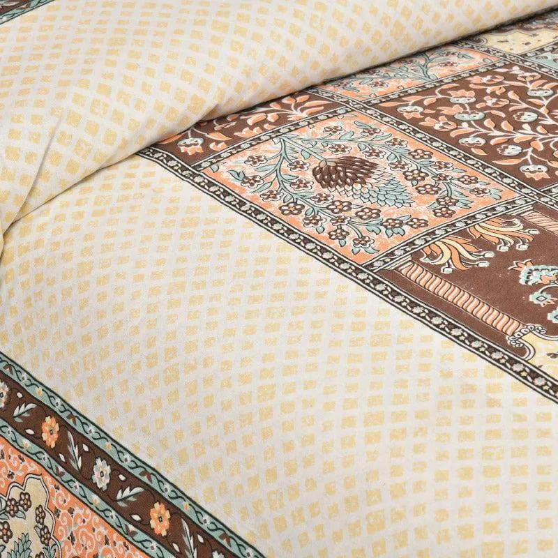 Parth Ethnic Cotton Bedsheet (Peach) - 160 TC media 3