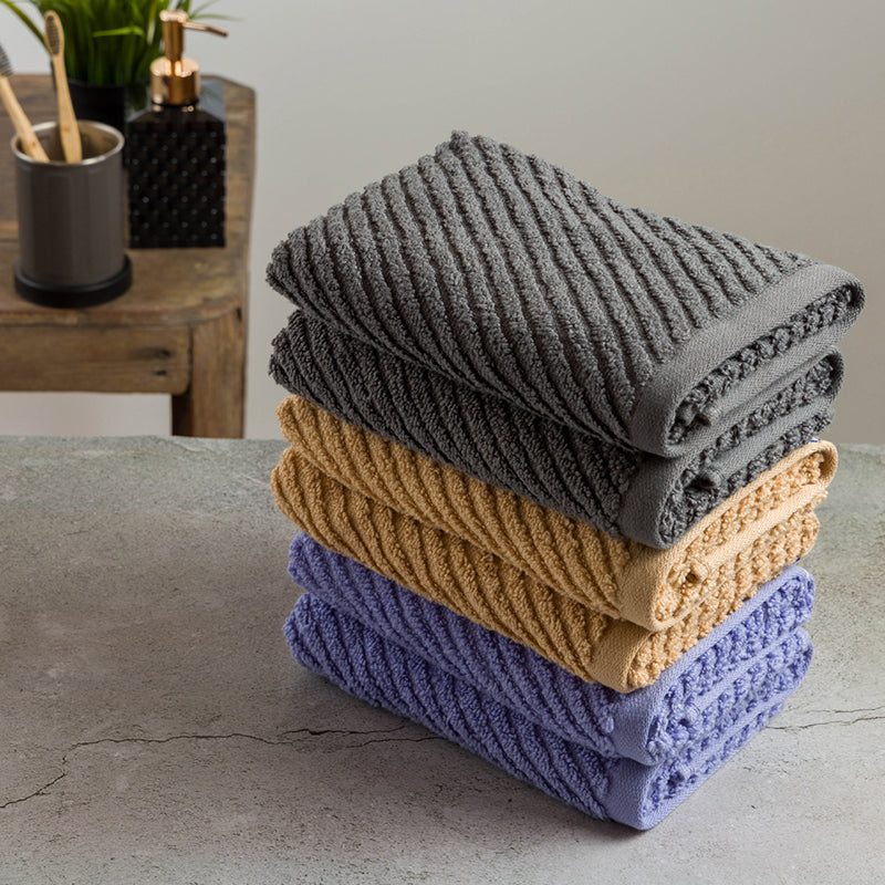 Nautica Riviera Soft Cotton Hand Towel (Dark Grey, Light Tan & Light Blue) - Set Of Six media 4