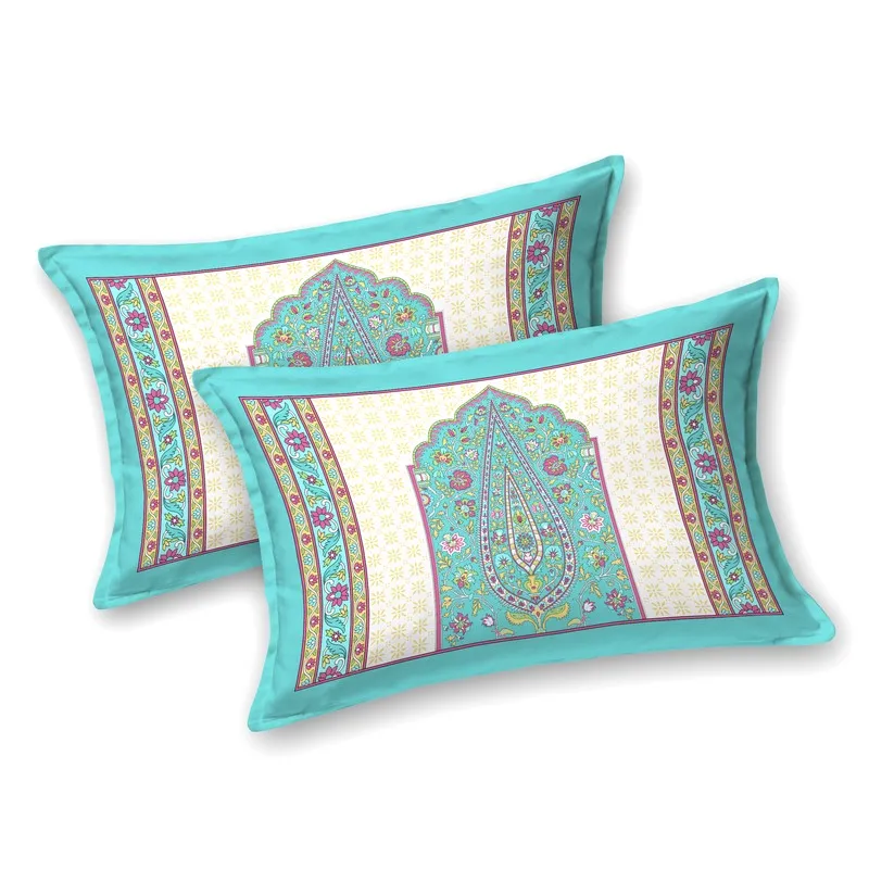 Ethnic Bloomy Cotton Bedsheet (Blue) - 120 TC media 3