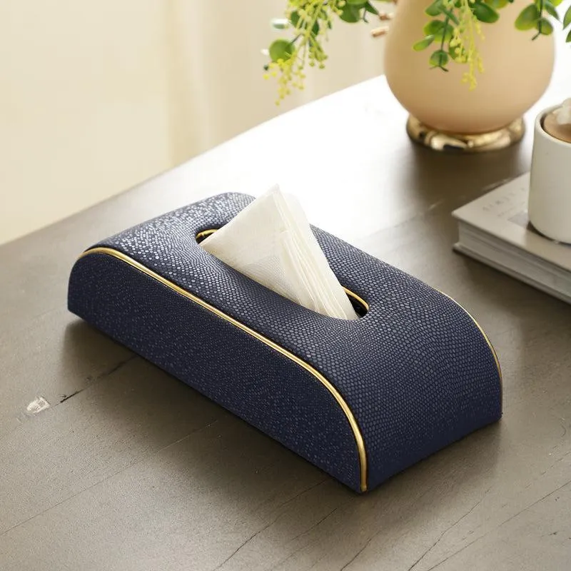 Relca Premium Blue Leather Tissue Box Holder media 1