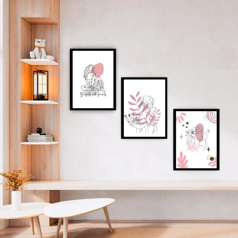 Pink Persona Paper Wall Painting With Frame - Black media 4