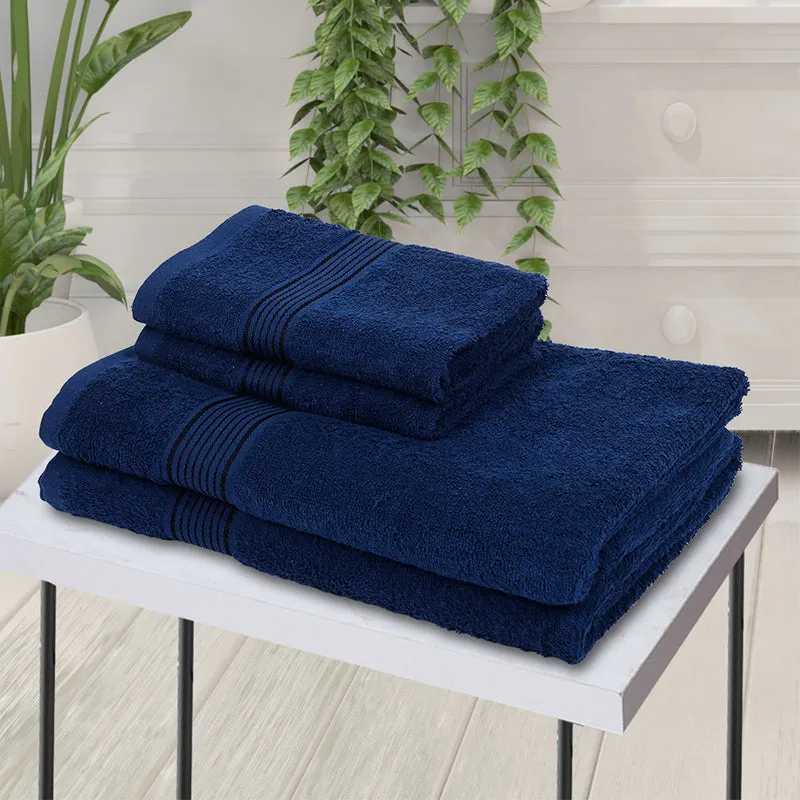 Eva Quick Dry Towel Combo (Navy Blue) - Four Piece Set media 1