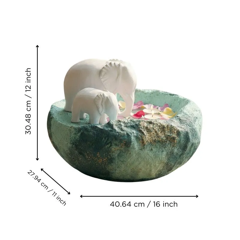 Serene White Elephant Resin Urli media 7
