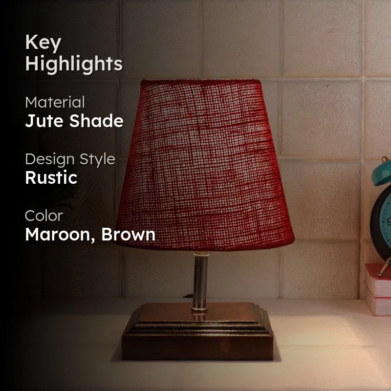 Niksha Jute Table Lamp - Maroon,Brown media 2