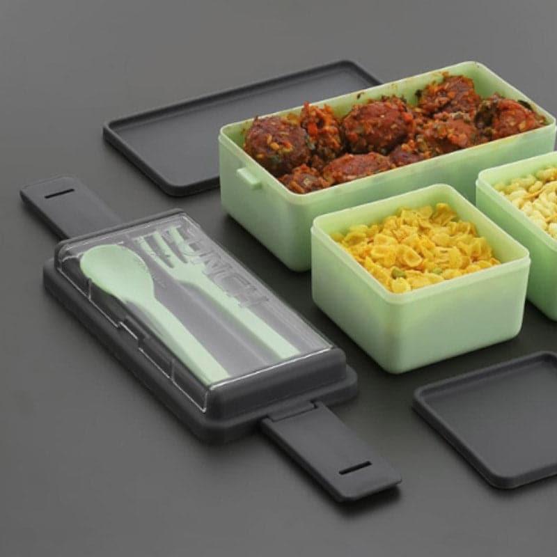 Double Deck Lunch Box With Cutlery (Mint) - Set Of Three media 4