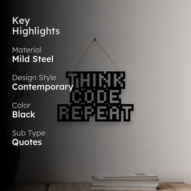 Think,Code,Reapeat Mild Steel Wall Accent media 2